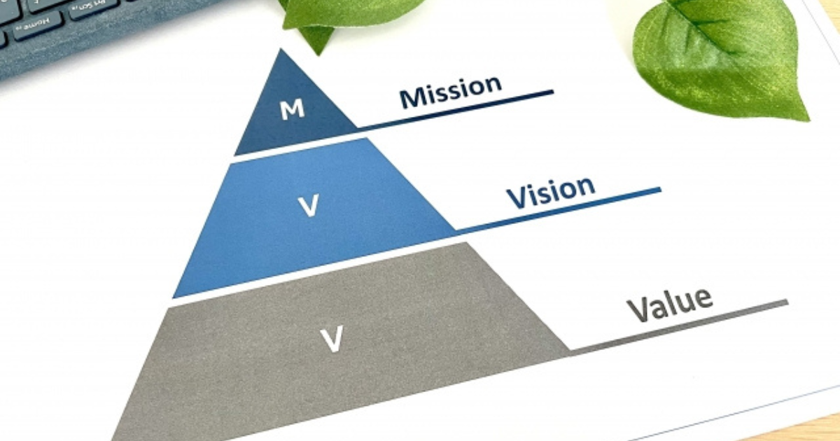 バリュー、ビジョン、ミッションのピラミッド