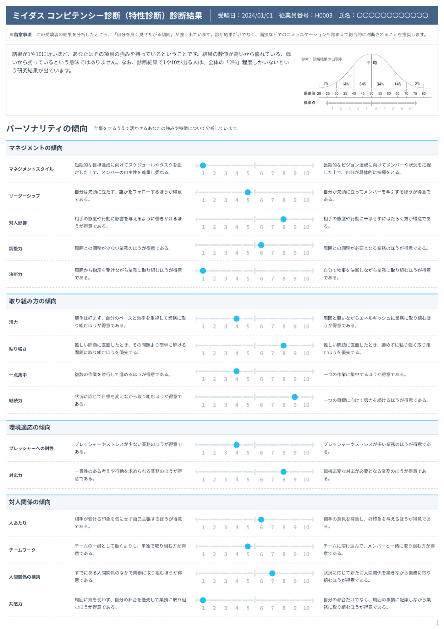 ミイダスコンピテンシー診断・結果例